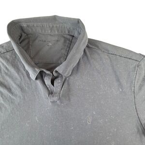 John Varvatos Men XL Gray Washed Cotton Peace Sign Logo Short Sleeve Polo Shirt